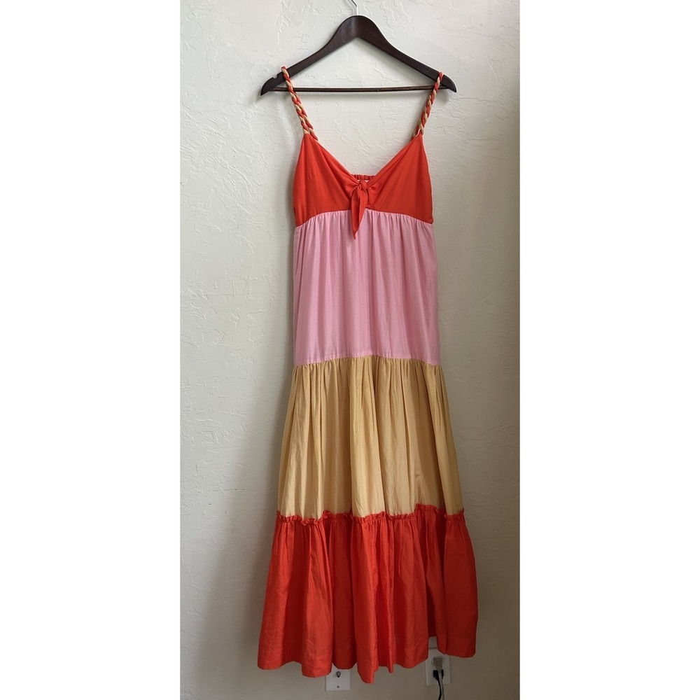 Scotch & Soda Tiered Maxi Dress S Sundress Silk Resort Beach Party Colorful Tank